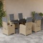 Set comedor de jardín 7 pzas con cojines ratán sintético beige by , Garden sets - Ref: Foro24-3212405, Price: 846,71 €, Disco...