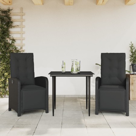 Mesita y sillas con cojines 3 piezas ratán sintético negro by , Garden sets - Ref: Foro24-3212528, Price: 337,55 €, Discount: %