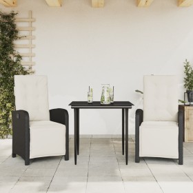 Mesita y sillas con cojines 3 piezas ratán sintético negro von , Gartensets - Ref: Foro24-3212514, Preis: 397,78 €, Rabatt: %