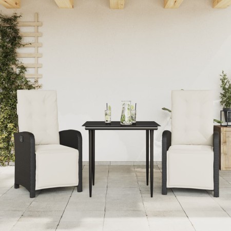 Mesita y sillas con cojines 3 piezas ratán sintético negro by , Garden sets - Ref: Foro24-3212514, Price: 397,78 €, Discount: %