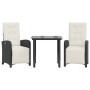 Mesita y sillas con cojines 3 piezas ratán sintético negro by , Garden sets - Ref: Foro24-3212521, Price: 370,79 €, Discount: %