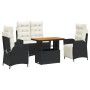 Juego comedor jardín 4 piezas con cojines ratán sintético negro de , Conjuntos de jardín - Ref: Foro24-3277444, Precio: 445,62 €