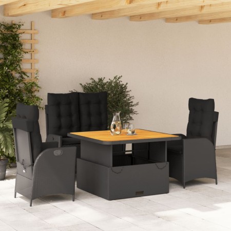 Juego comedor jardín 4 piezas con cojines ratán sintético negro by , Garden sets - Ref: Foro24-3277452, Price: 509,01 €, Disc...