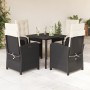 Set de muebles jardín 5 pzas con cojines ratán sintético negro de , Conjuntos de jardín - Ref: Foro24-3212301, Precio: 511,26 €