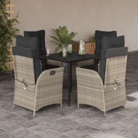 Set comedor de jardín 5 pzas cojines ratán sintético gris claro de , Conjuntos de jardín - Ref: Foro24-3213275, Precio: 532,8...