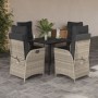 Set comedor de jardín 5 pzas cojines ratán sintético gris claro by , Garden sets - Ref: Foro24-3213275, Price: 532,80 €, Disc...