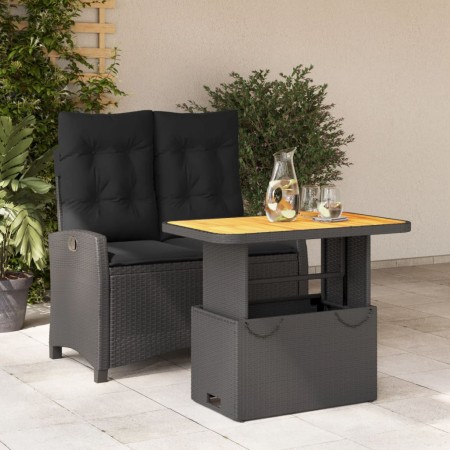 Set comedor de jardín 2 pzas con cojines ratán sintético negro by , Garden sets - Ref: Foro24-3277394, Price: 243,69 €, Disco...