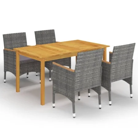 Juego de comedor de jardín de 5 piezas gris de vidaXL, Conjuntos de jardín - Ref: Foro24-3067770, Precio: 417,30 €, Descuento: %