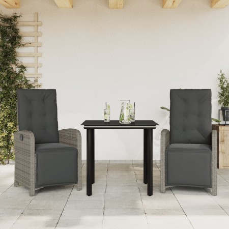 Sillas y mesita de jardín con cojines 3 piezas ratán PE gris von , Gartensets - Ref: Foro24-3212563, Preis: 338,38 €, Rabatt: %
