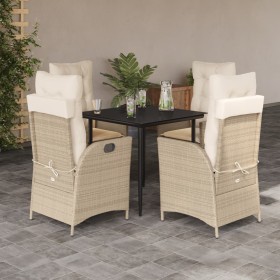 Set comedor de jardín 5 pzas con cojines ratán sintético beige de , Conjuntos de jardín - Ref: Foro24-3213235, Precio: 611,84...