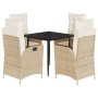 Set comedor de jardín 5 pzas con cojines ratán sintético beige by , Garden sets - Ref: Foro24-3213235, Price: 565,02 €, Disco...