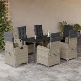 Set comedor jardín 7 pzas y cojines ratán sintético gris claro de , Conjuntos de jardín - Ref: Foro24-3212426, Precio: 899,38...