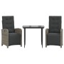 Sillas y mesita de jardín con cojines 3 piezas ratán PE gris by , Garden sets - Ref: Foro24-3212556, Price: 352,73 €, Discoun...