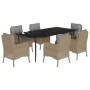 Set comedor de jardín 7 pzas con cojines ratán sintético beige by , Garden sets - Ref: Foro24-3211981, Price: 927,60 €, Disco...