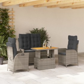 Juego de comedor de jardín 4 piezas con cojines ratán PE gris von , Gartensets - Ref: Foro24-3277467, Preis: 530,65 €, Rabatt: %