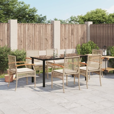 Set comedor de jardín 7 pzas con cojines ratán sintético beige von , Gartensets - Ref: Foro24-3213635, Preis: 463,48 €, Rabat...