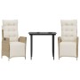 Set comedor de jardín 3 pzas con cojines ratán sintético beige by , Garden sets - Ref: Foro24-3213434, Price: 364,85 €, Disco...