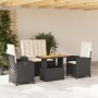 Juego comedor jardín 4 piezas con cojines ratán sintético negro von , Gartensets - Ref: Foro24-3277323, Preis: 428,16 €, Raba...