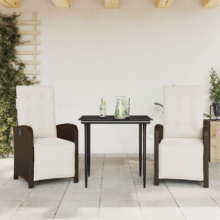 Sillas y mesita de jardín con cojines 3 piezas ratán PE marrón by , Garden sets - Ref: Foro24-3212542, Price: 357,11 €, Disco...