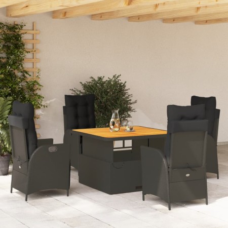 Set de muebles jardín 5 pzas con cojines ratán sintético negro by , Garden sets - Ref: Foro24-3277450, Price: 648,45 €, Disco...