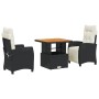 Set comedor de jardín 3 pzas con cojines ratán sintético negro by , Garden sets - Ref: Foro24-3277375, Price: 327,32 €, Disco...