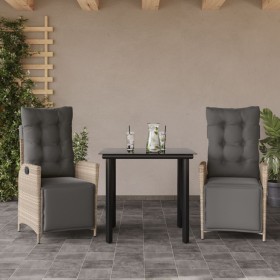 Set comedor de jardín 3 pzas cojines ratán sintético gris claro von , Gartensets - Ref: Foro24-3213469, Preis: 323,14 €, Raba...