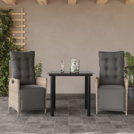Set comedor de jardín 3 pzas cojines ratán sintético gris claro von , Gartensets - Ref: Foro24-3213469, Preis: 323,14 €, Raba...