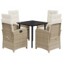Set comedor de jardín 5 pzas con cojines ratán sintético beige by , Garden sets - Ref: Foro24-3212381, Price: 509,92 €, Disco...