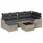 Conjunto de sofá de jardín con cojín 7 pcs Gris claro Poliratán
