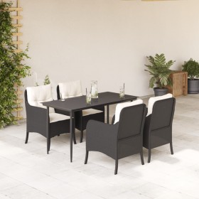 Set de muebles jardín 5 pzas con cojines ratán sintético negro de , Conjuntos de jardín - Ref: Foro24-3211908, Precio: 507,89...