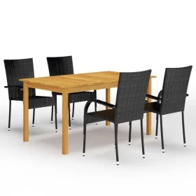 Juego de comedor para jardín 5 piezas negro de vidaXL, Conjuntos de jardín - Ref: Foro24-3067784, Precio: 366,45 €, Descuento: %