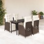 Set comedor de jardín 5 piezas y cojines ratán sintético marrón von , Gartensets - Ref: Foro24-3213415, Preis: 683,15 €, Raba...