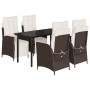 Set comedor de jardín 5 piezas y cojines ratán sintético marrón von , Gartensets - Ref: Foro24-3213415, Preis: 683,15 €, Raba...