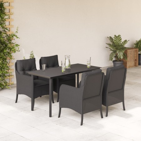 Set de muebles jardín 5 pzas con cojines ratán sintético negro by , Garden sets - Ref: Foro24-3211929, Price: 528,13 €, Disco...