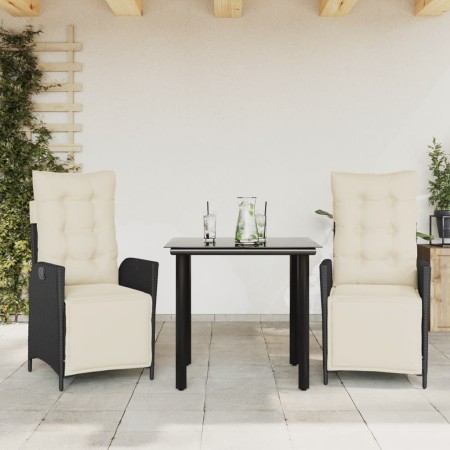Set comedor de jardín 3 pzas con cojines ratán sintético negro von , Gartensets - Ref: Foro24-3213385, Preis: 323,28 €, Rabat...