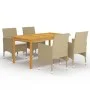 Juego de comedor para jardín de 5 piezas beige de vidaXL, Conjuntos de jardín - Ref: Foro24-3067763, Precio: 411,27 €, Descue...
