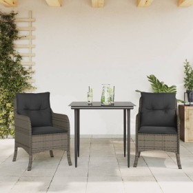 Set comedor de jardín 3 piezas con cojines ratán sintético gris by , Garden sets - Ref: Foro24-3211948, Price: 334,38 €, Disc...