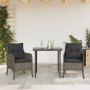 Set comedor de jardín 3 piezas con cojines ratán sintético gris de , Conjuntos de jardín - Ref: Foro24-3211948, Precio: 321,64 €