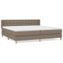 Cama box spring con colchón tela gris taupe 160x200 cm
