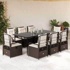 Set comedor para jardín 9 pzas y cojines ratán sintético marrón by , Garden sets - Ref: Foro24-3262977, Price: 1,00 €, Discou...