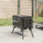 Estufa leña de tienda con chimenea patas plegables acero negro by , Chimneys - Ref: Foro24-4005748, Price: 142,49 €, Discount: %