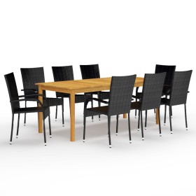 9-Piece Black Garden Dining Set by vidaXL, Garden sets - Ref: Foro24-3067881, Price: 621,98 €, Discount: %