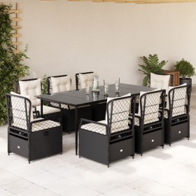 Set de comedor de jardín 9 pzas y cojines ratán sintético negro von , Gartensets - Ref: Foro24-3262963, Preis: 977,75 €, Raba...