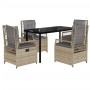 Set comedor de jardín 5 pzas con cojines ratán sintético beige von , Gartensets - Ref: Foro24-3263008, Preis: 507,29 €, Rabat...