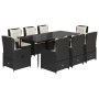 Set de comedor de jardín 9 pzas y cojines ratán sintético negro by , Garden sets - Ref: Foro24-3262832, Price: 1,00 €, Discou...