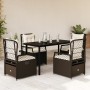 Set comedor de jardín 5 piezas y cojines ratán sintético marrón by , Garden sets - Ref: Foro24-3262980, Price: 485,19 €, Disc...