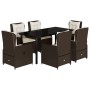 Set comedor de jardín 7 pzas con cojines ratán sintético marrón by , Garden sets - Ref: Foro24-3262851, Price: 809,36 €, Disc...