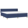 Cama box spring con colchón tela azul 180x200 cm