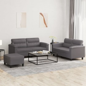 Juego de sofás con cojines 3 piezas cuero sintético gris de , Sofás - Ref: Foro24-3202369, Precio: 501,29 €, Descuento: %