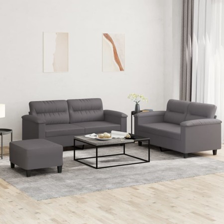 Juego de sofás con cojines 3 piezas cuero sintético gris von , Sofas - Ref: Foro24-3202369, Preis: 501,29 €, Rabatt: %